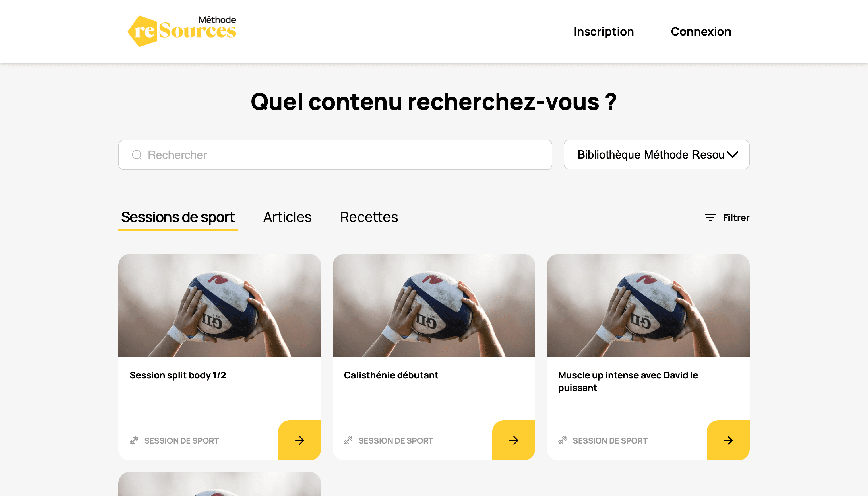 List de contenus sportifs accessibles à un coach